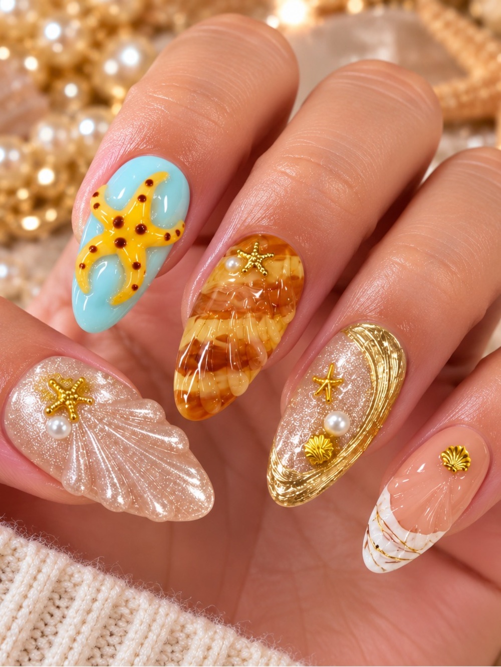 🌊 Large size Mermaid Seashell Press-On Nails ✨🐚
